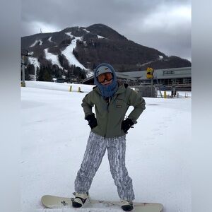 ROXY Cheetah Leopard Print Faux Fur Hooded Snow Ski Snowboard Jacket Coat L